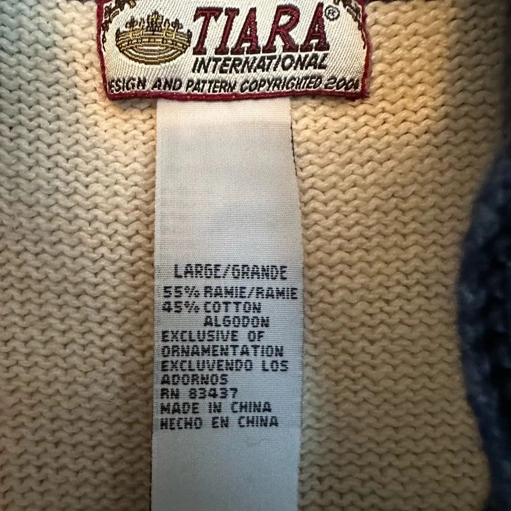 Tiara International Vintage Zip Up Sweater size Large - Picture 4 of 6